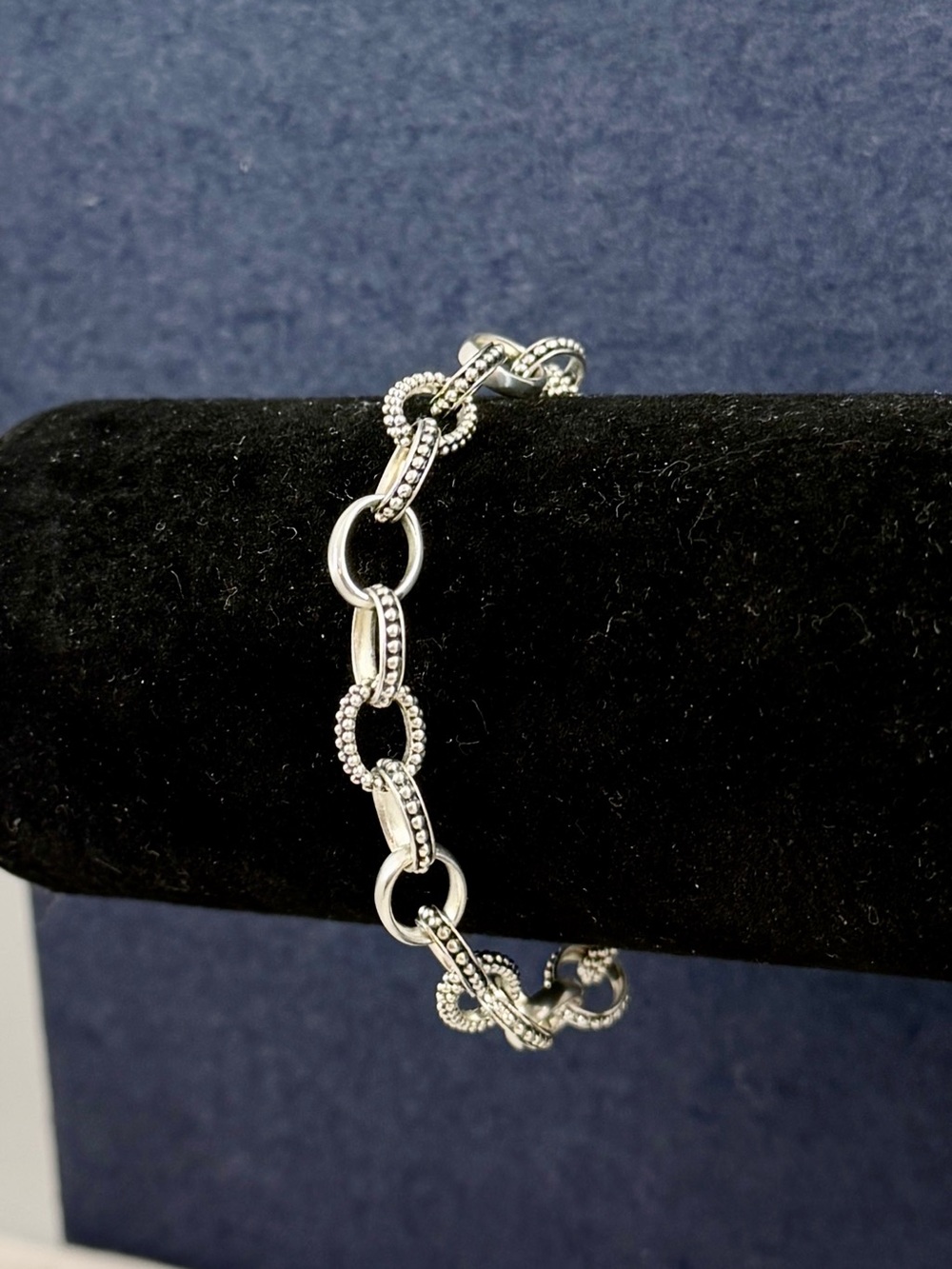 LAGOS Sterling Silver Caviar Bead Link Popcorn Beaded Dot Bracelet; 7.5”